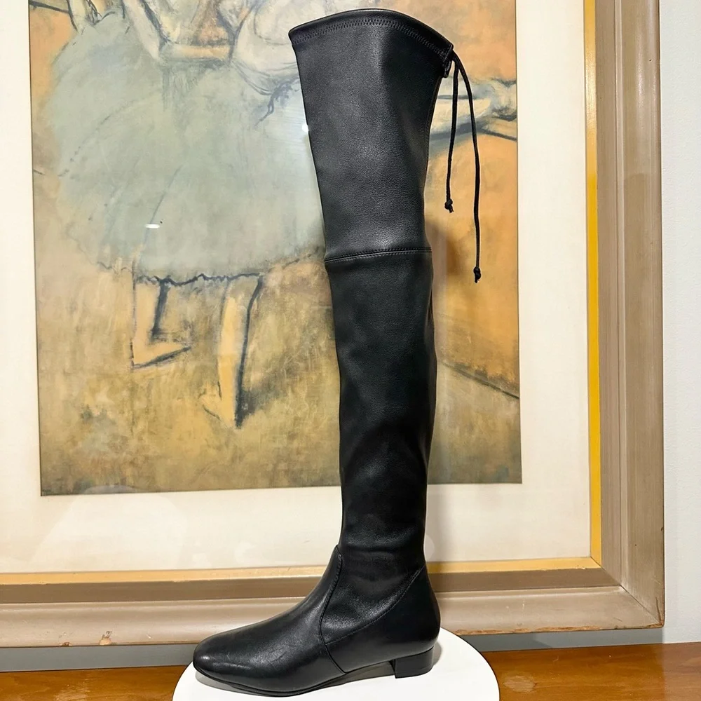 🌹STUART WEITZMAN🌹 Black Lowland Over-the-knee Leather Boots Size: 4B